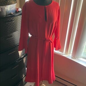 Ann Taylor Vibrant Red Long Sleeve Dress